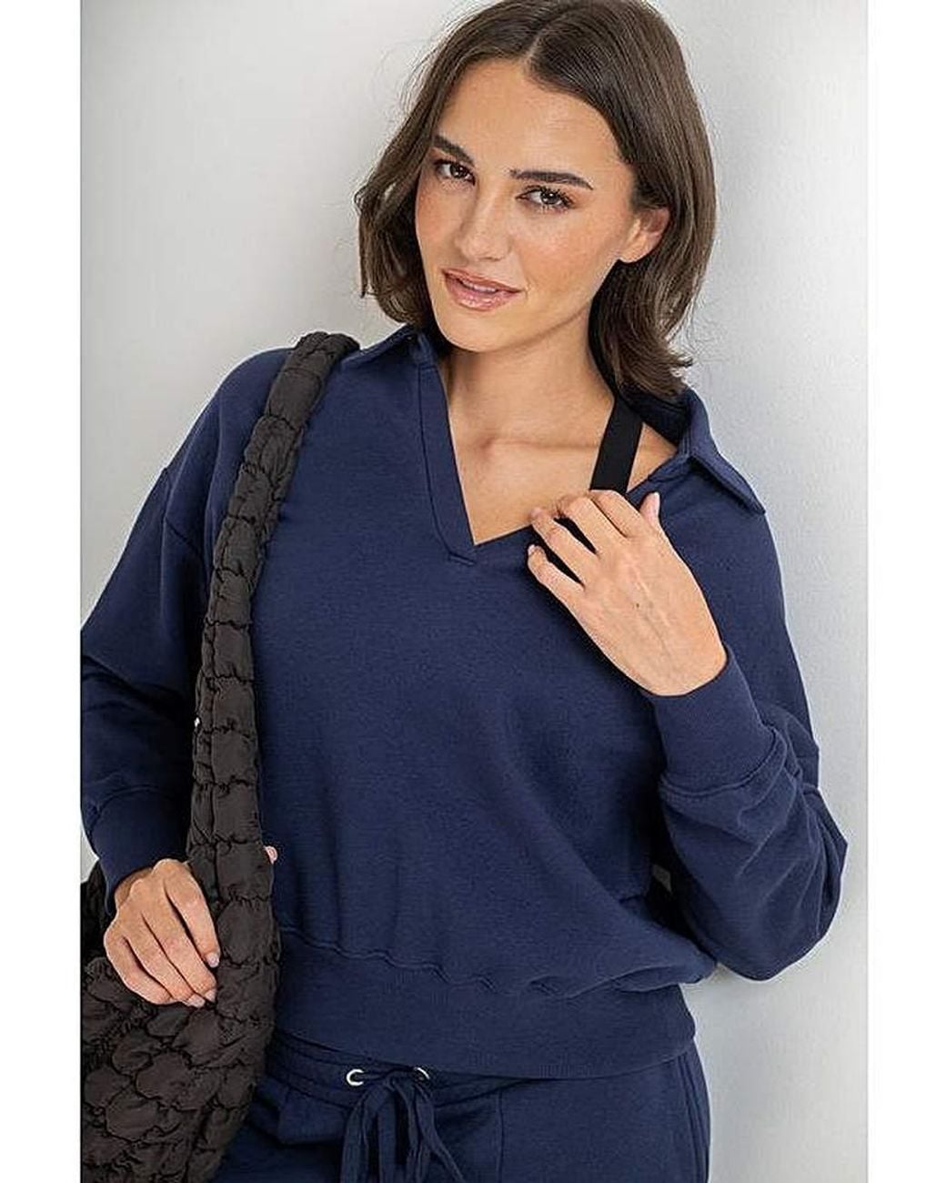 Pour Moi Blue Relaxed Collared Sweatshirt