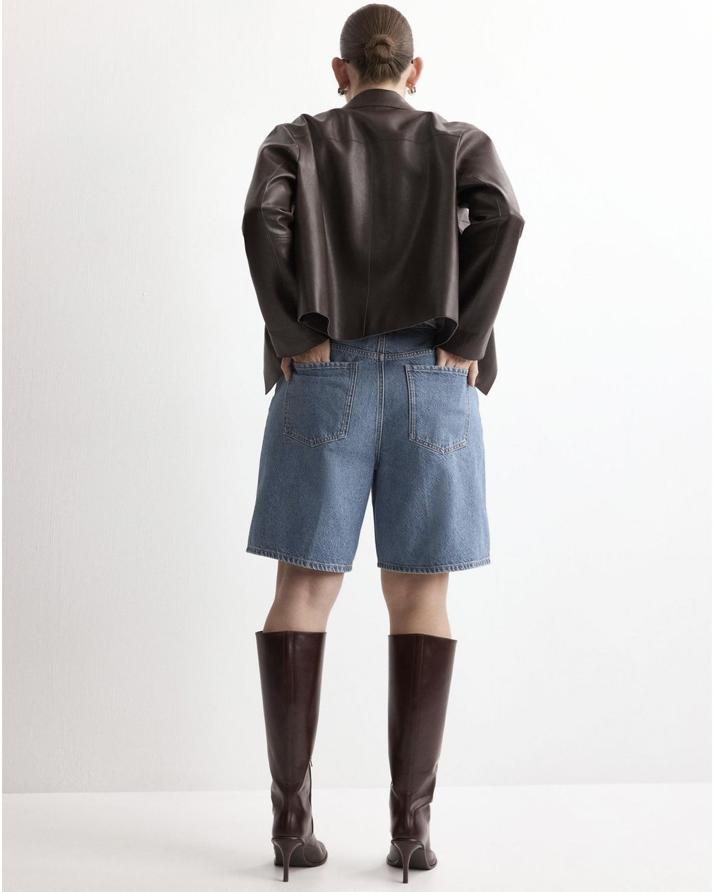 Mango Blue High-Waist Straight-Fit Bermuda