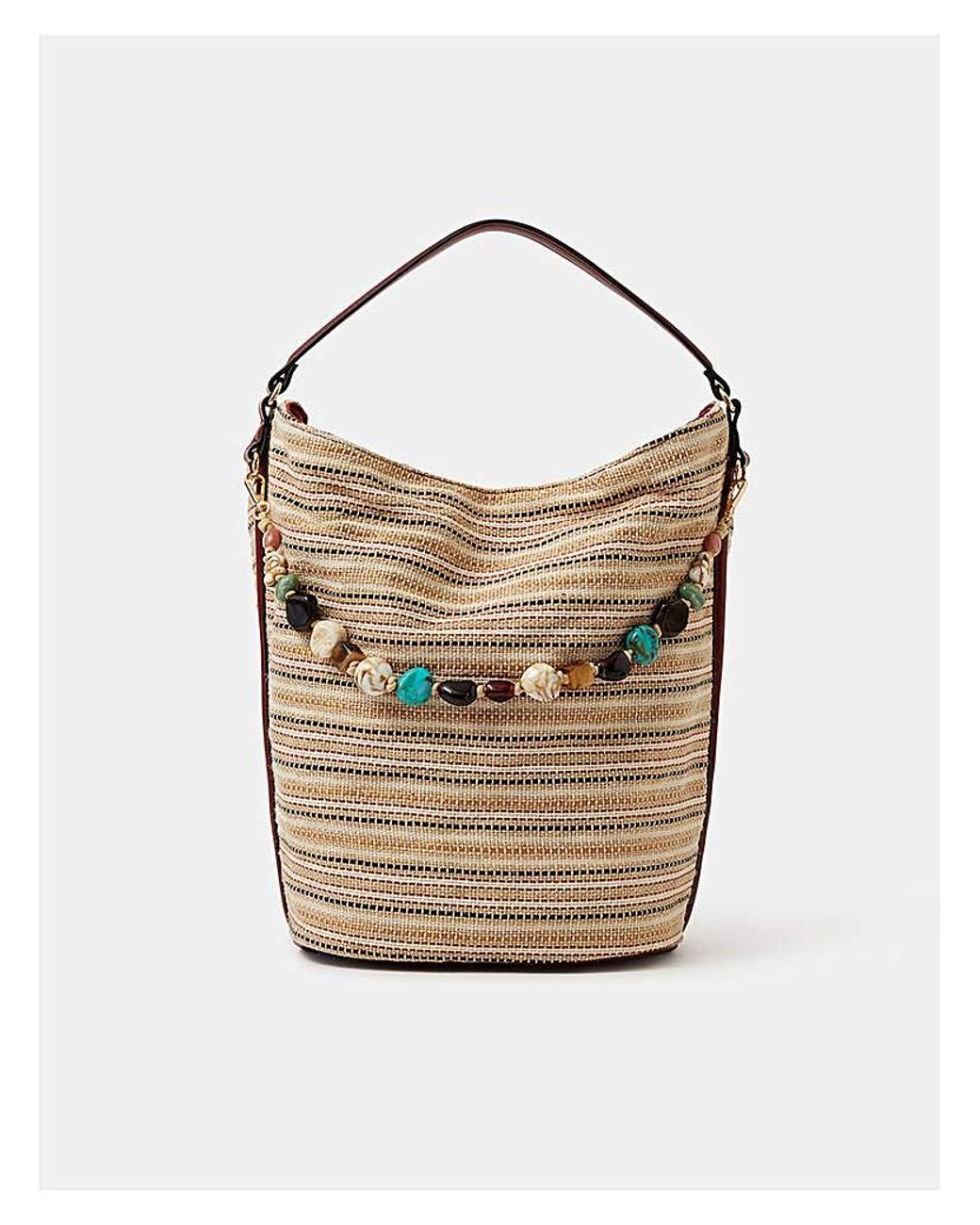 Accessorize White Stripe Charm Shoulder Bag