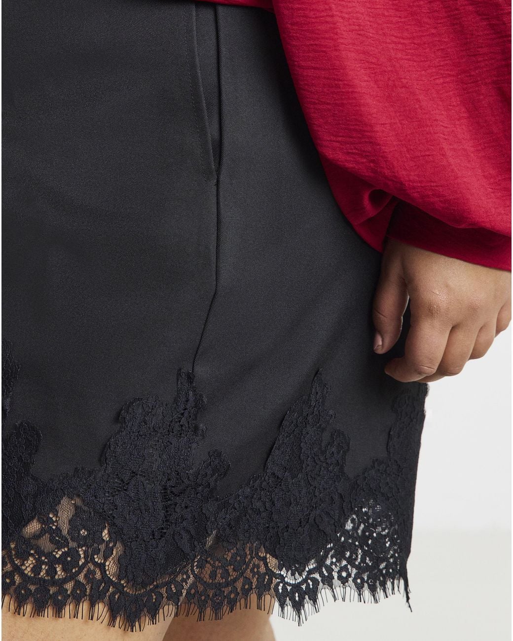 Simply Be Red Lace Trim Short