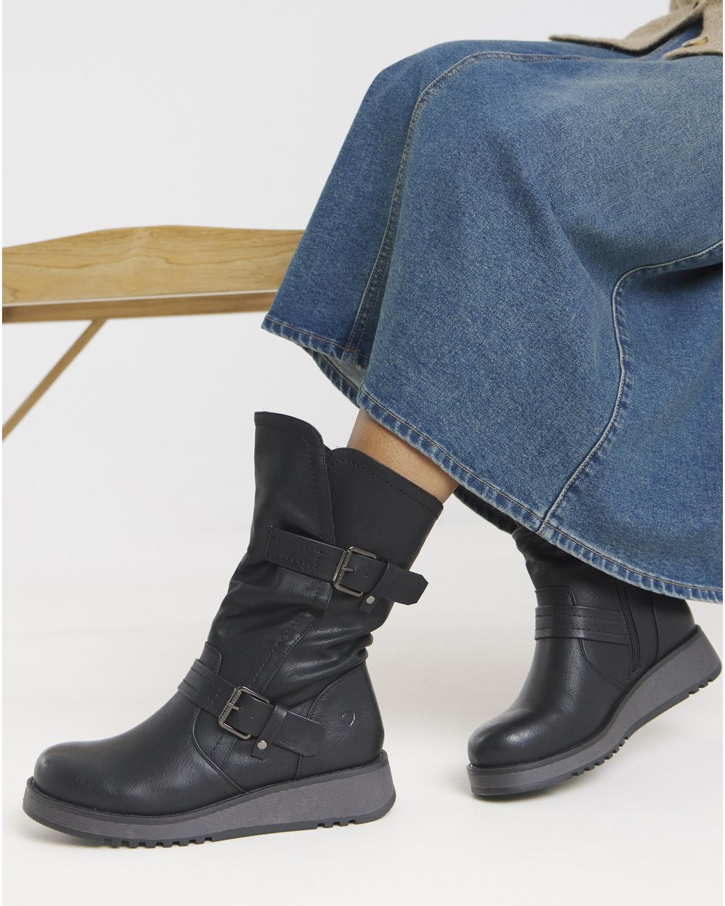 Heavenly Feet Blue Hannah Boots Wide Fit