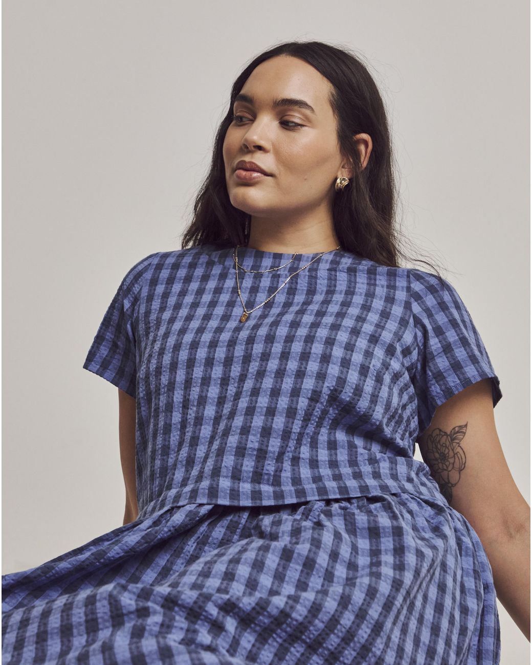 Julipa Blue Gathered Neck Midi Dress