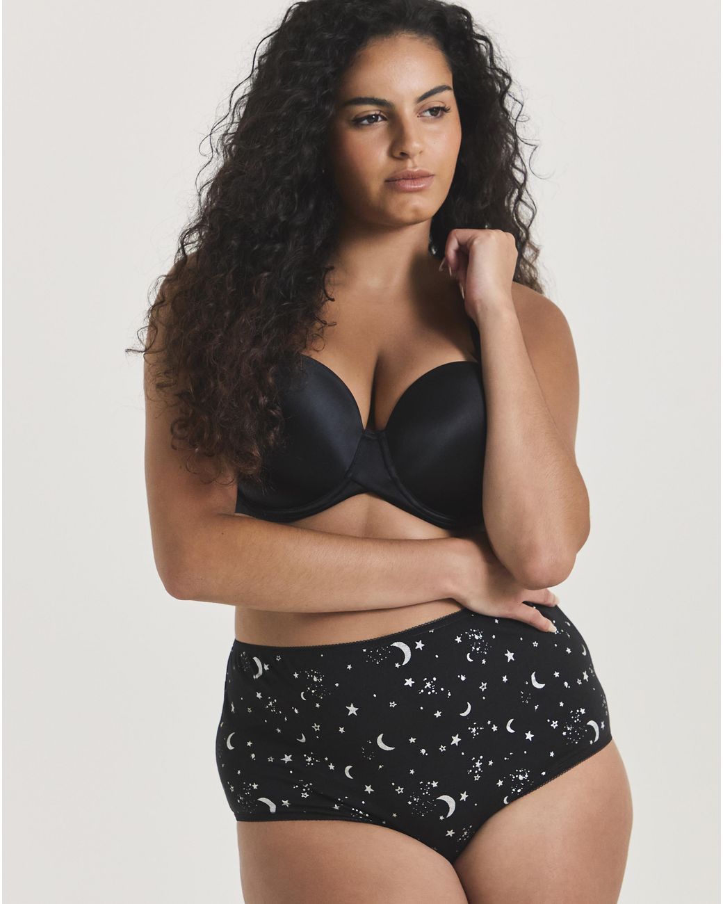 Pretty Secrets Black 7 Pack Full Fit Knickers