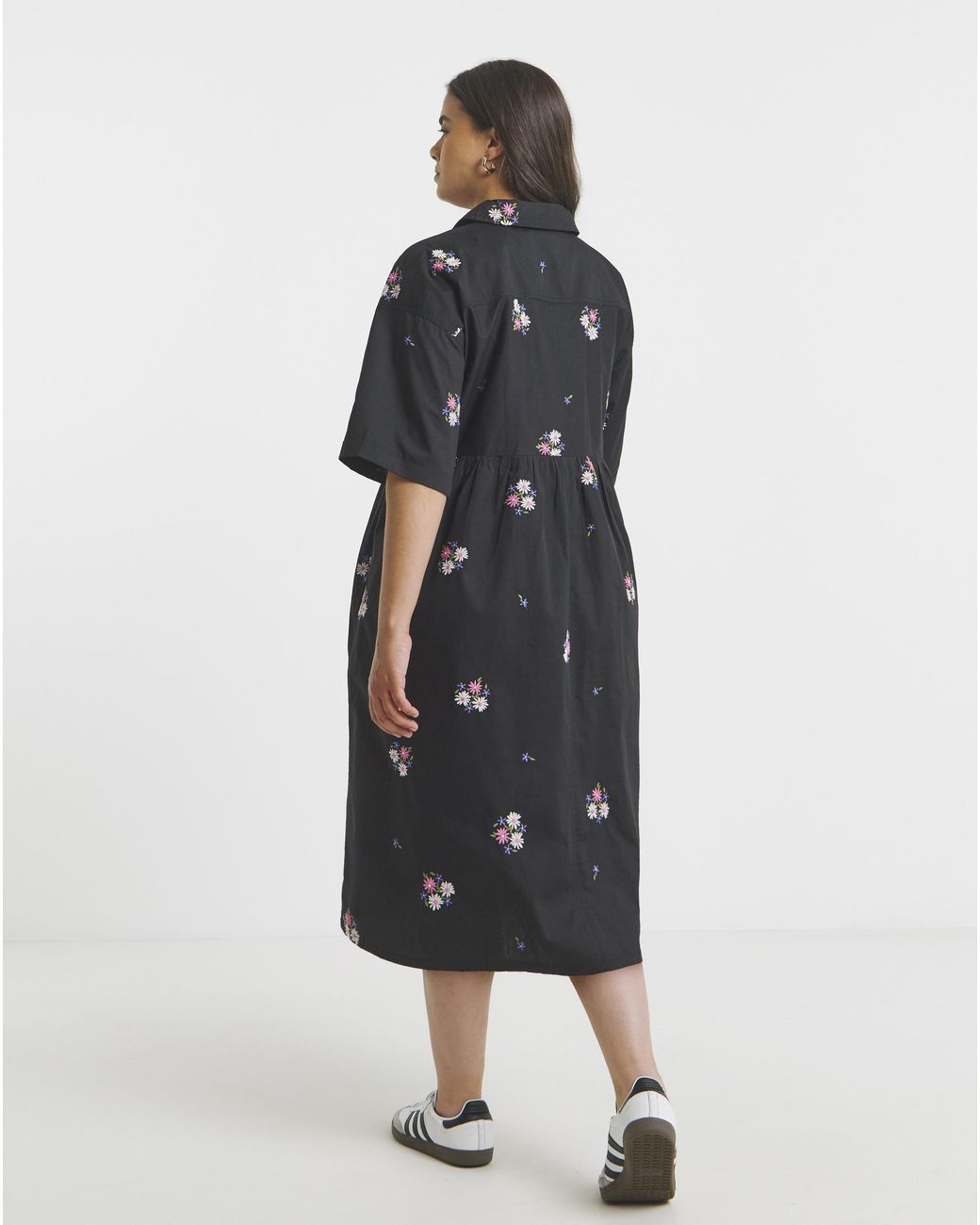 Simply Be Black Embroidered Shirt Dress