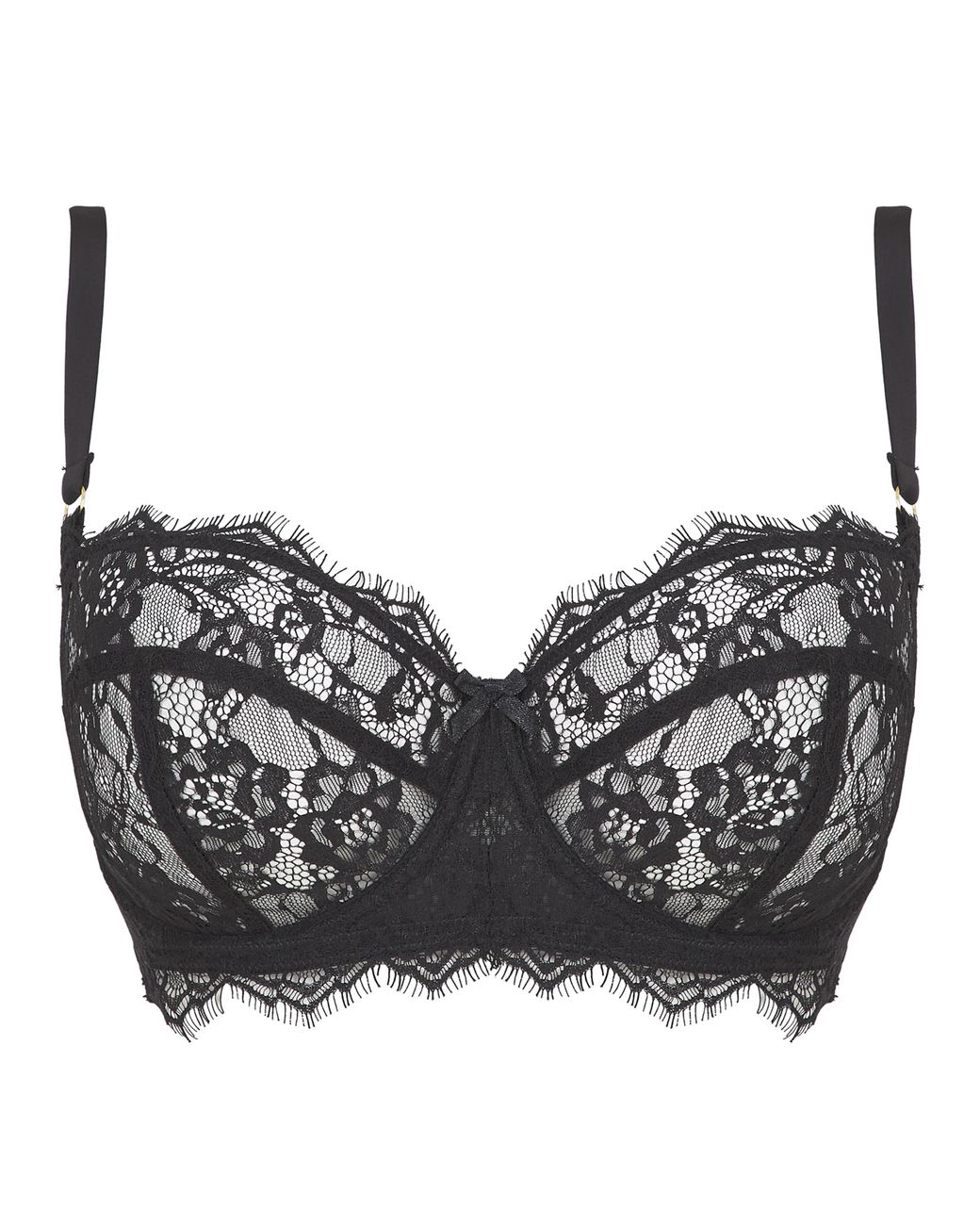 Figleaves Black Pulse Lace Balcony Bra B-G