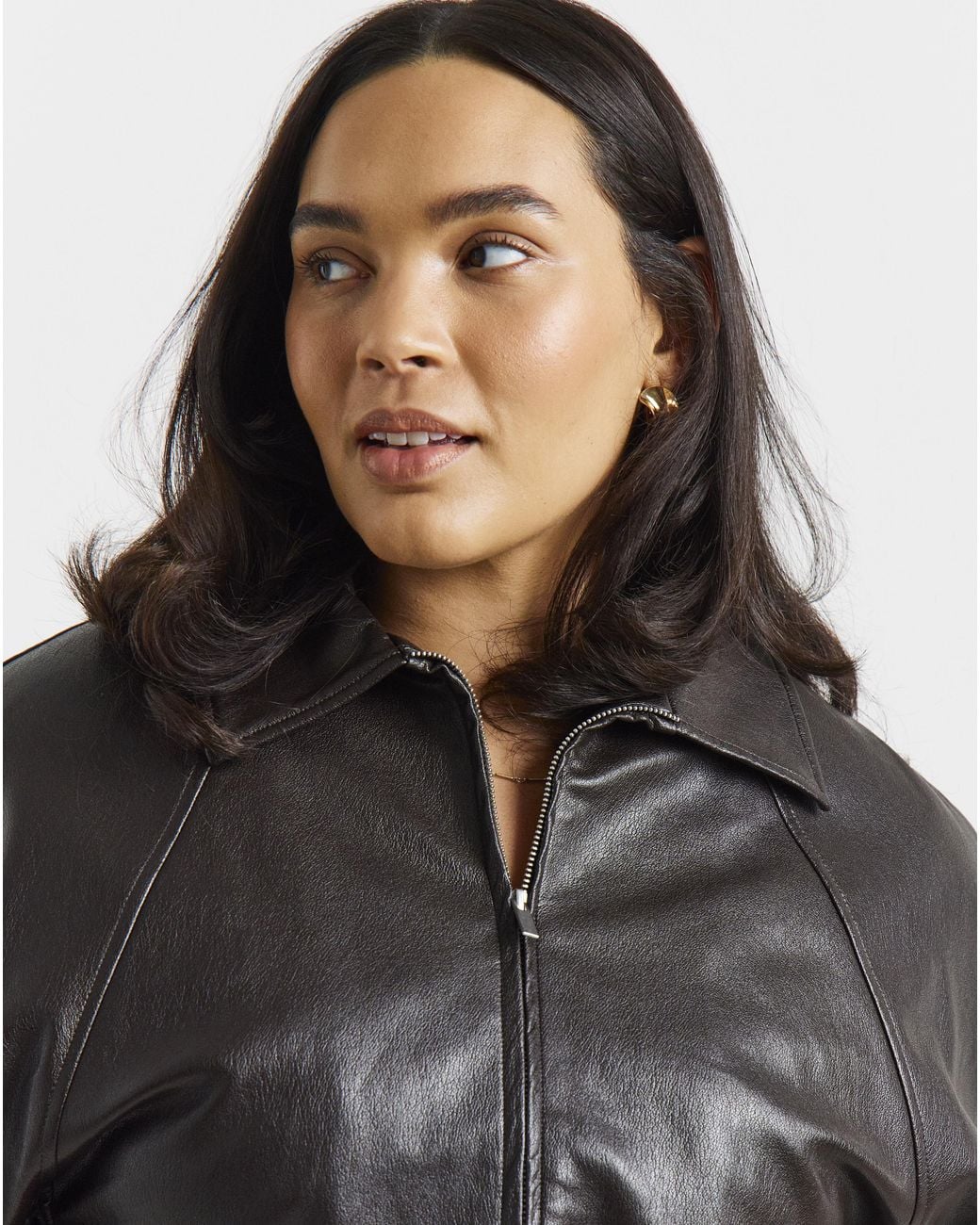 Simply Be Blue Bubble Hem Faux Leather Jacket