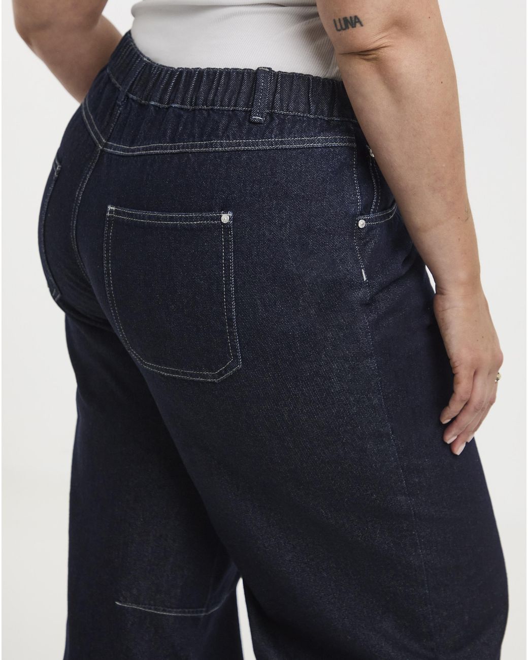 Simply Be Blue Cuffed Hem Denim Jeans