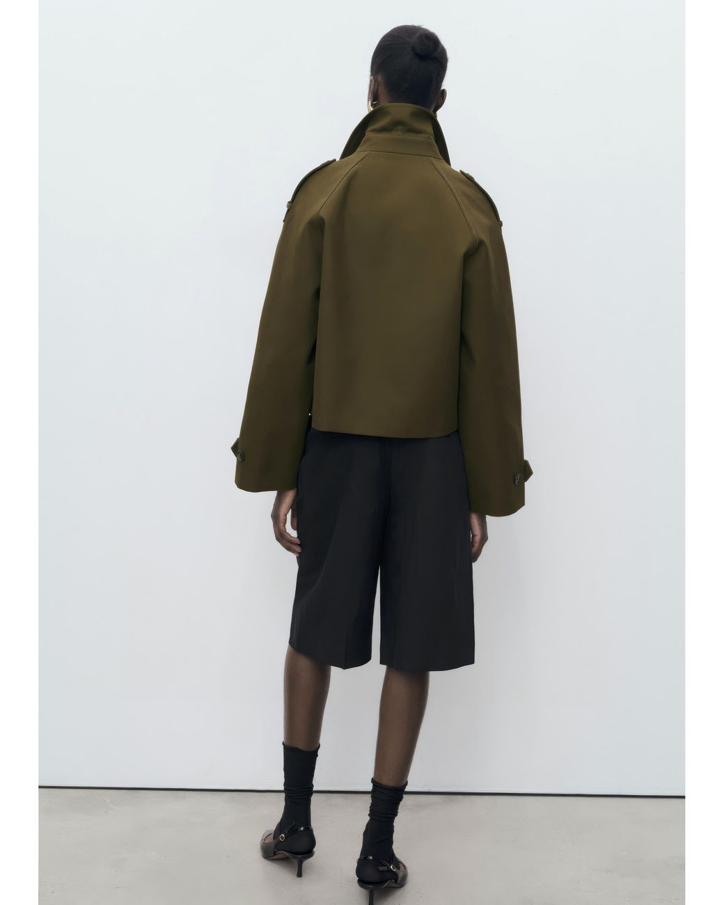 Mango Green Cropped Trenchcoat