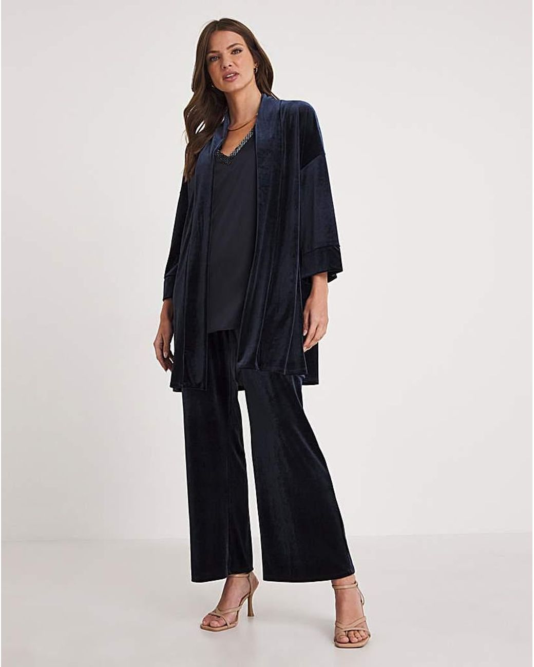 Joanna Hope Blue Velour 3-Piece Trouser Set