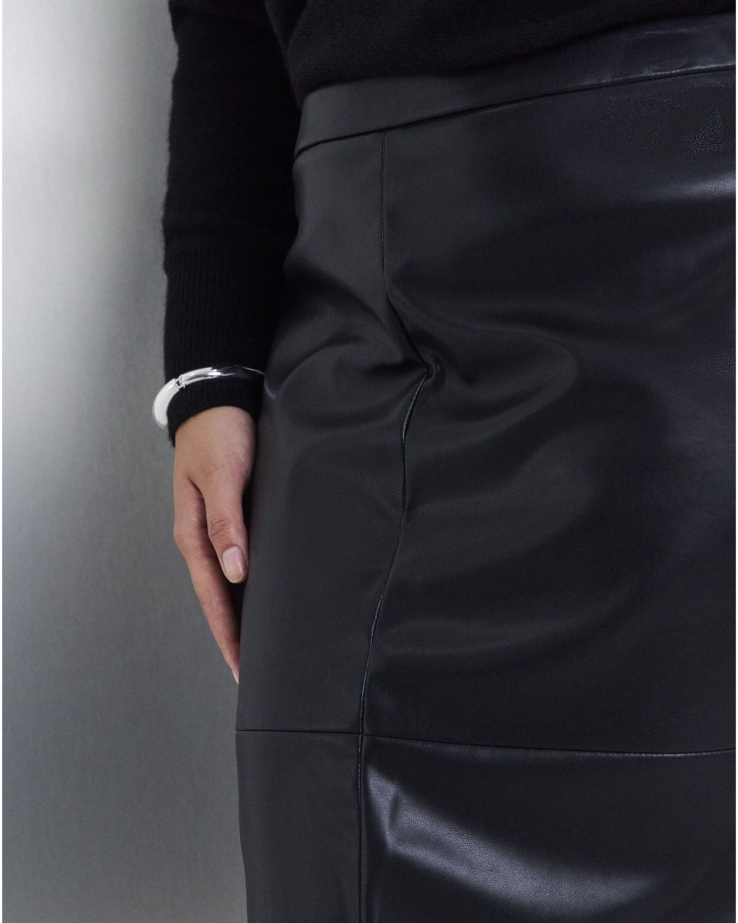 Simply Be Black Pu Pencil Skirt