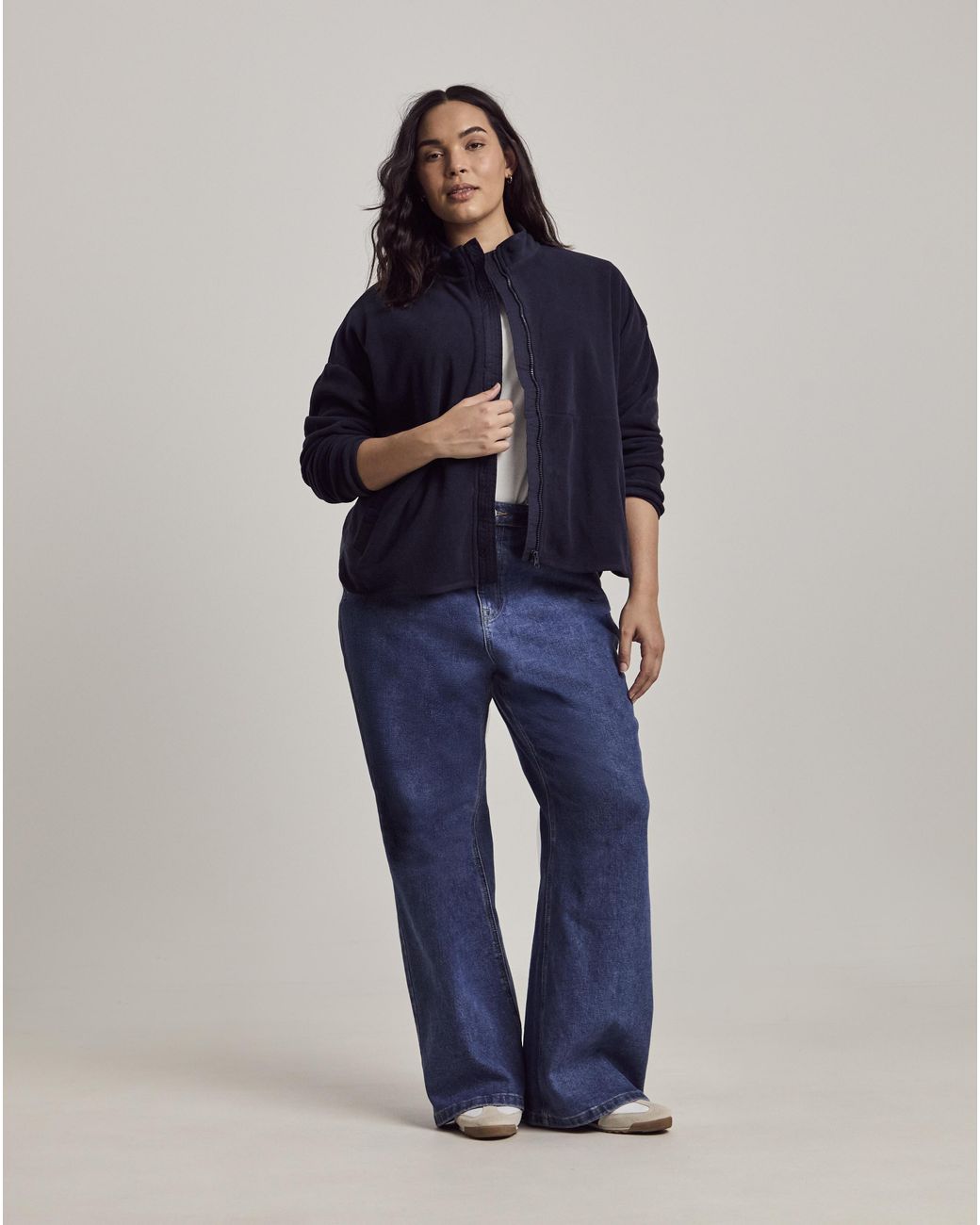 Julipa Blue Petite Zip Through Pocket Fleece