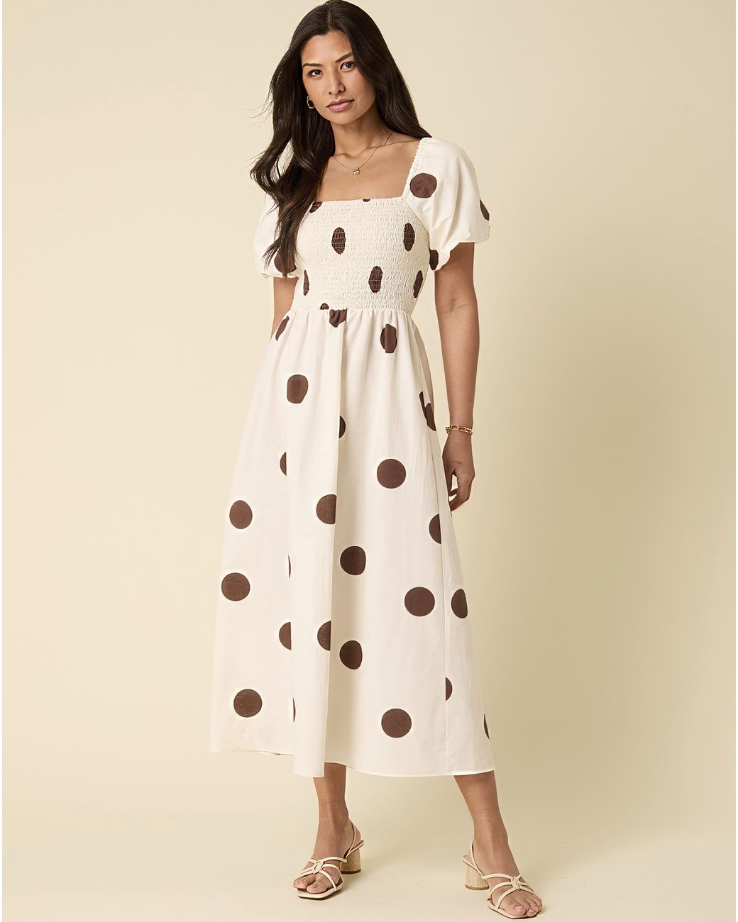 Nobody's Child Natural Tasmin Spot Midi Dress