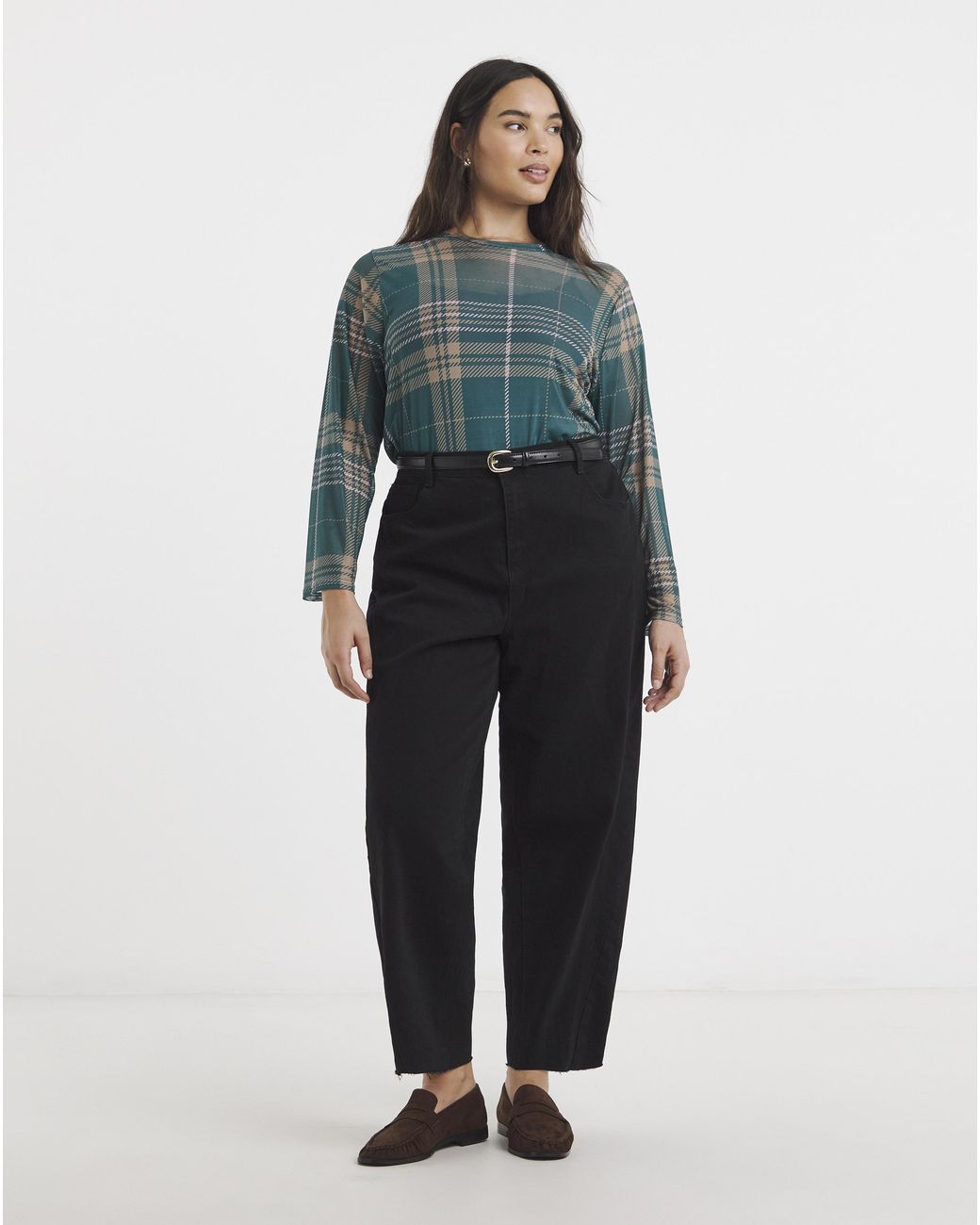 Simply Be Green Long Sleeve Mesh Top