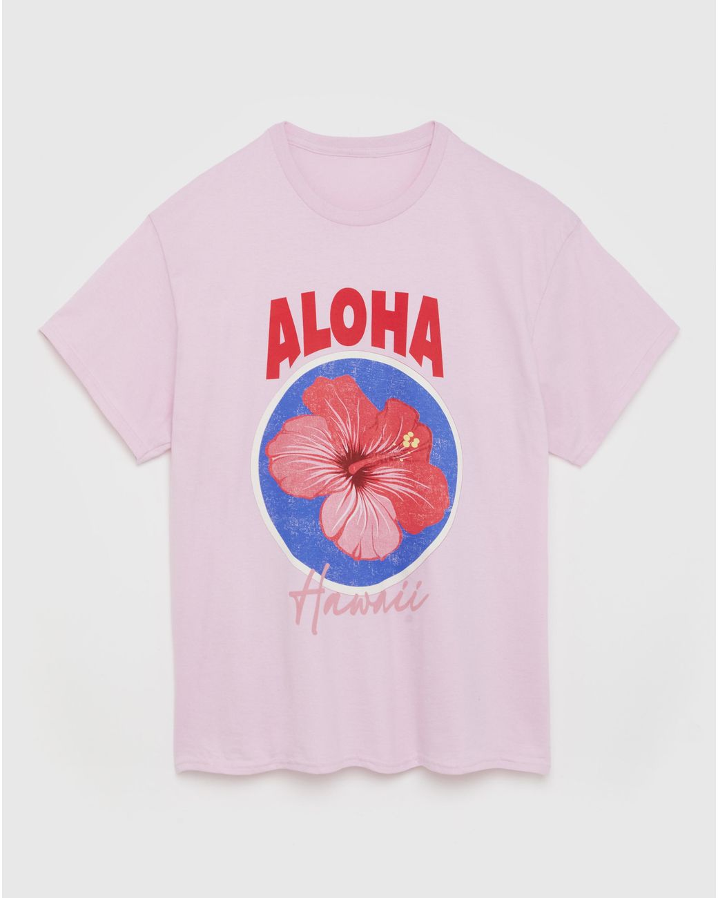 Simply Be Pink Aloha Floral Slogan T-Shirt