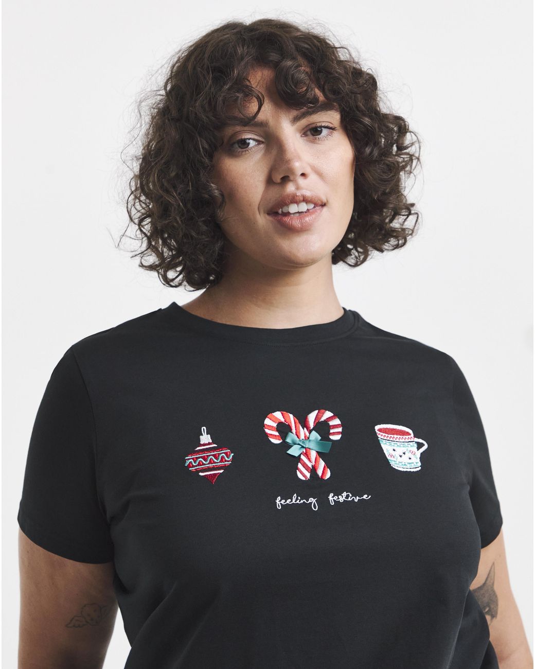 Simply Be Gray Christmas Placement Tee