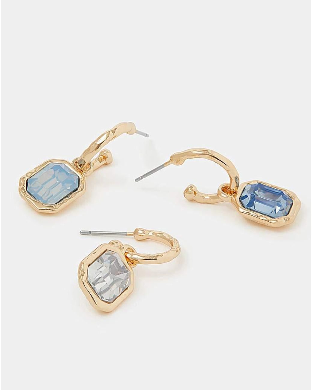 Accessorize White 3Pk Gemstone Hoop Earrings