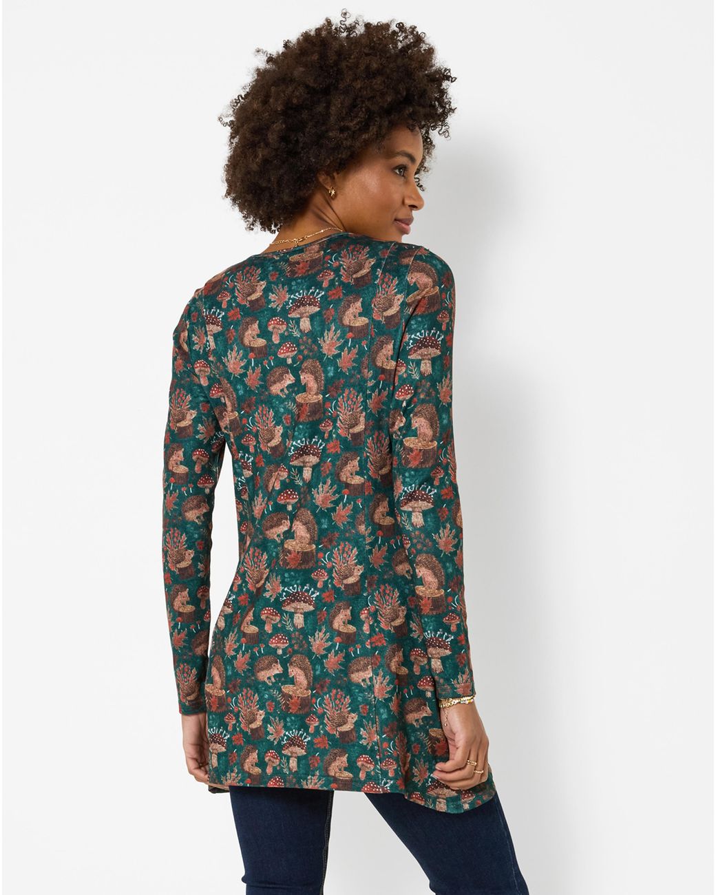 Joe Browns Green Hedgehog Printed Tunic Top