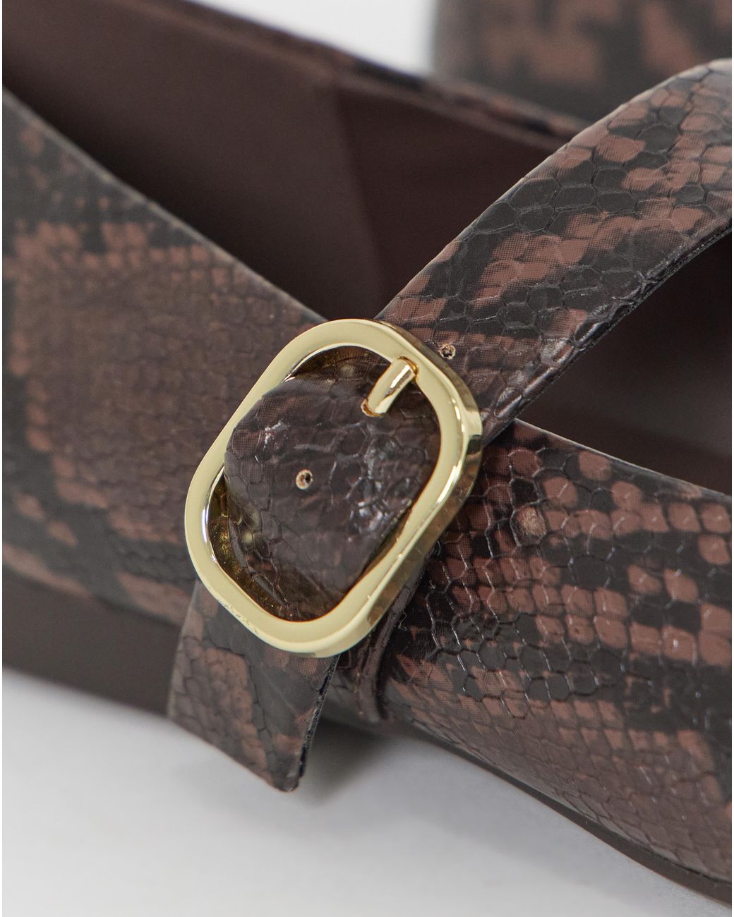 Simply Be Brown Mary Jane Buckle Shoe Extra Wide