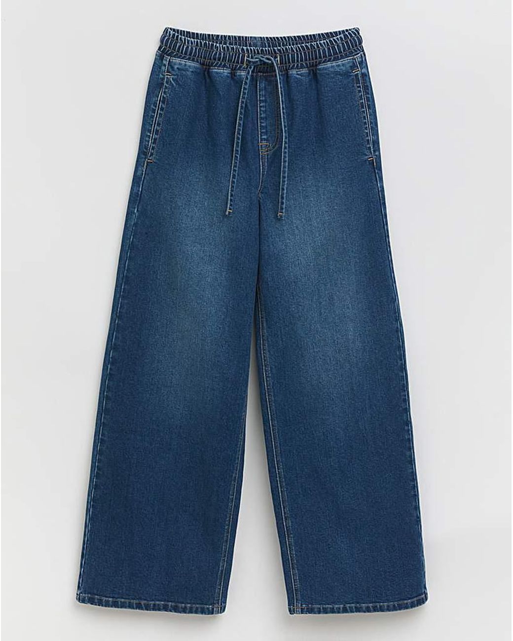 Simply Be Blue Tie Waist Jogger Jeans