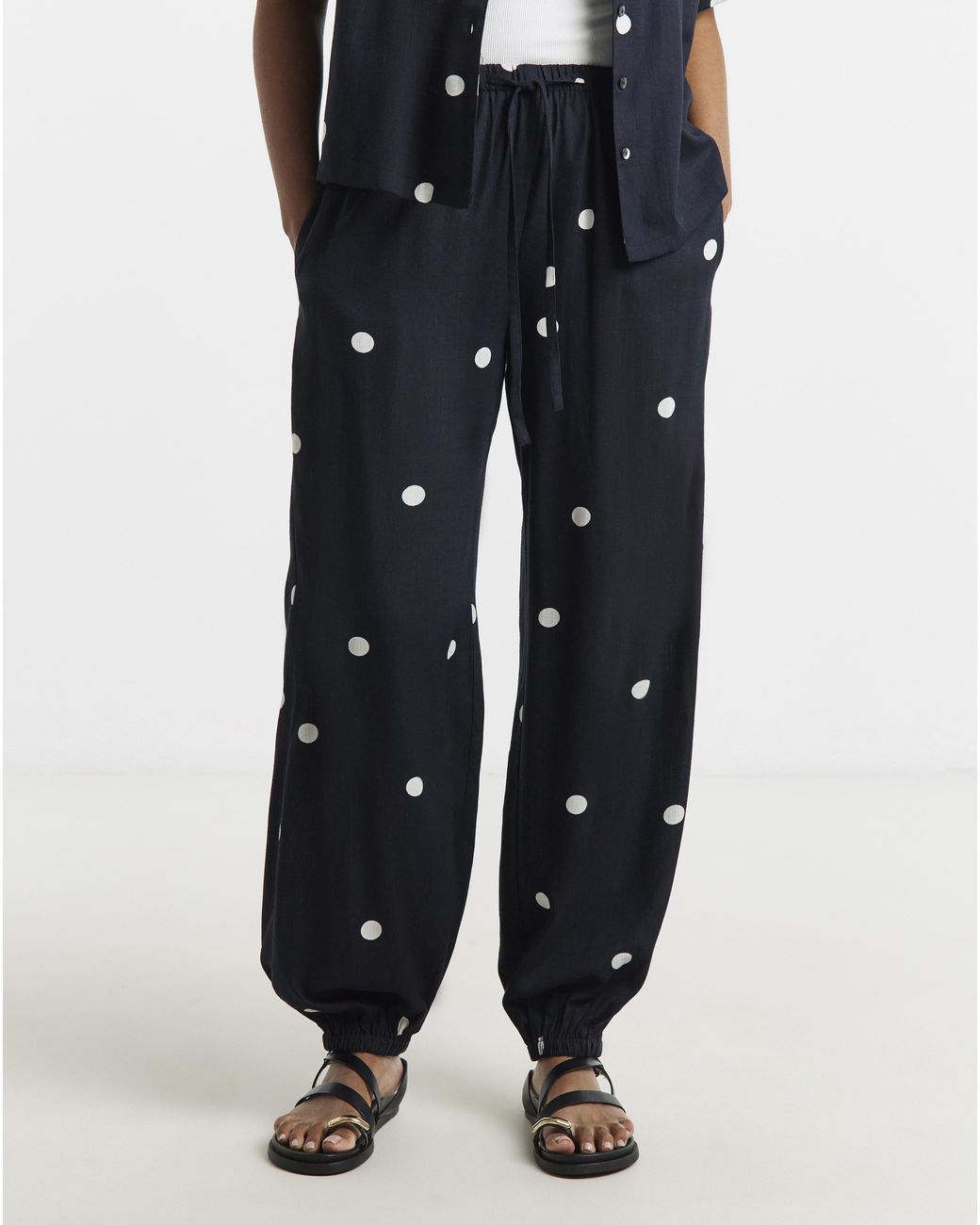 Simply Be Blue Tie Hem Linen Trouser