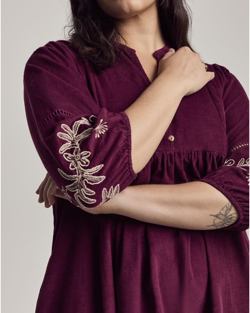 Julipa Embroidered Cord Midi Dress