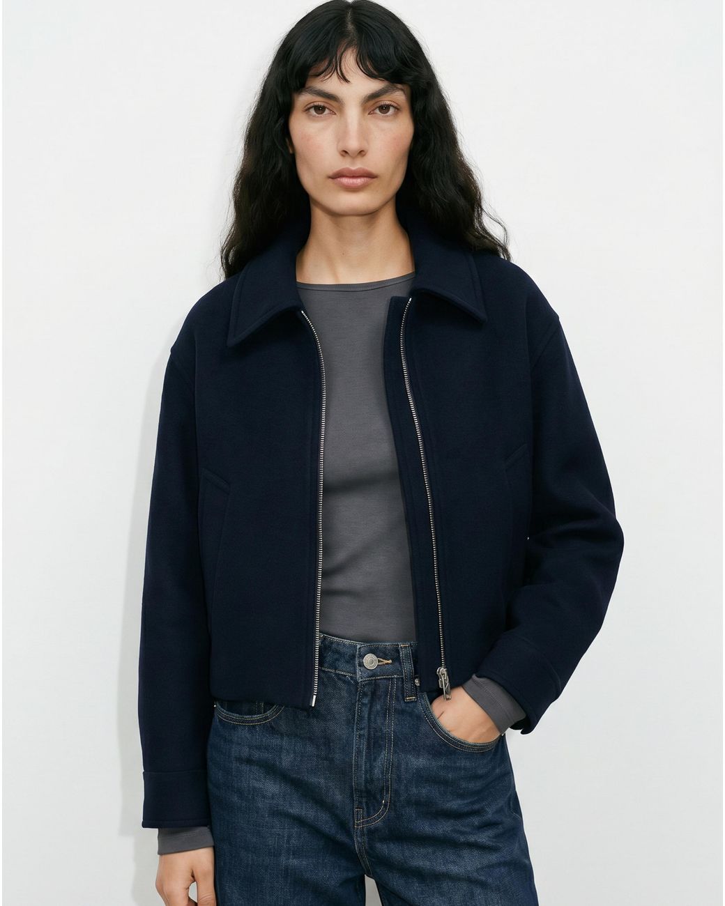 Mango Blue Wool Jacket