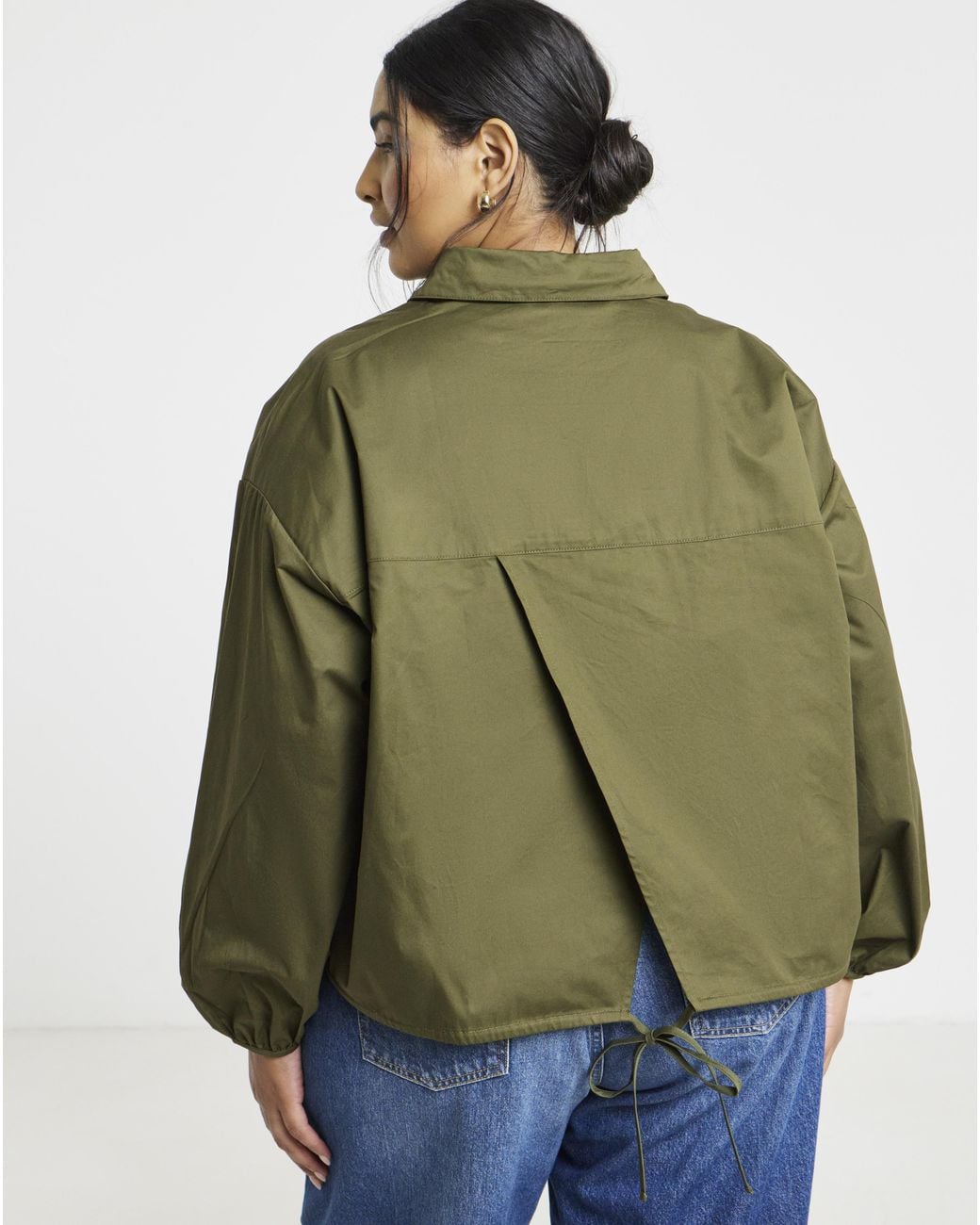 Simply Be Green Gathered Hem Tie Back Shirt