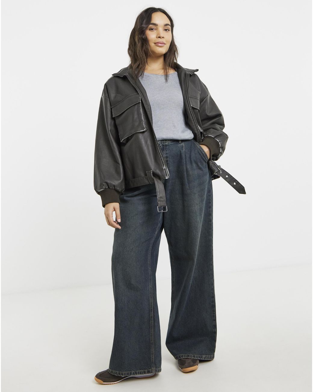 Native Youth Gray Washed Pu Bomber