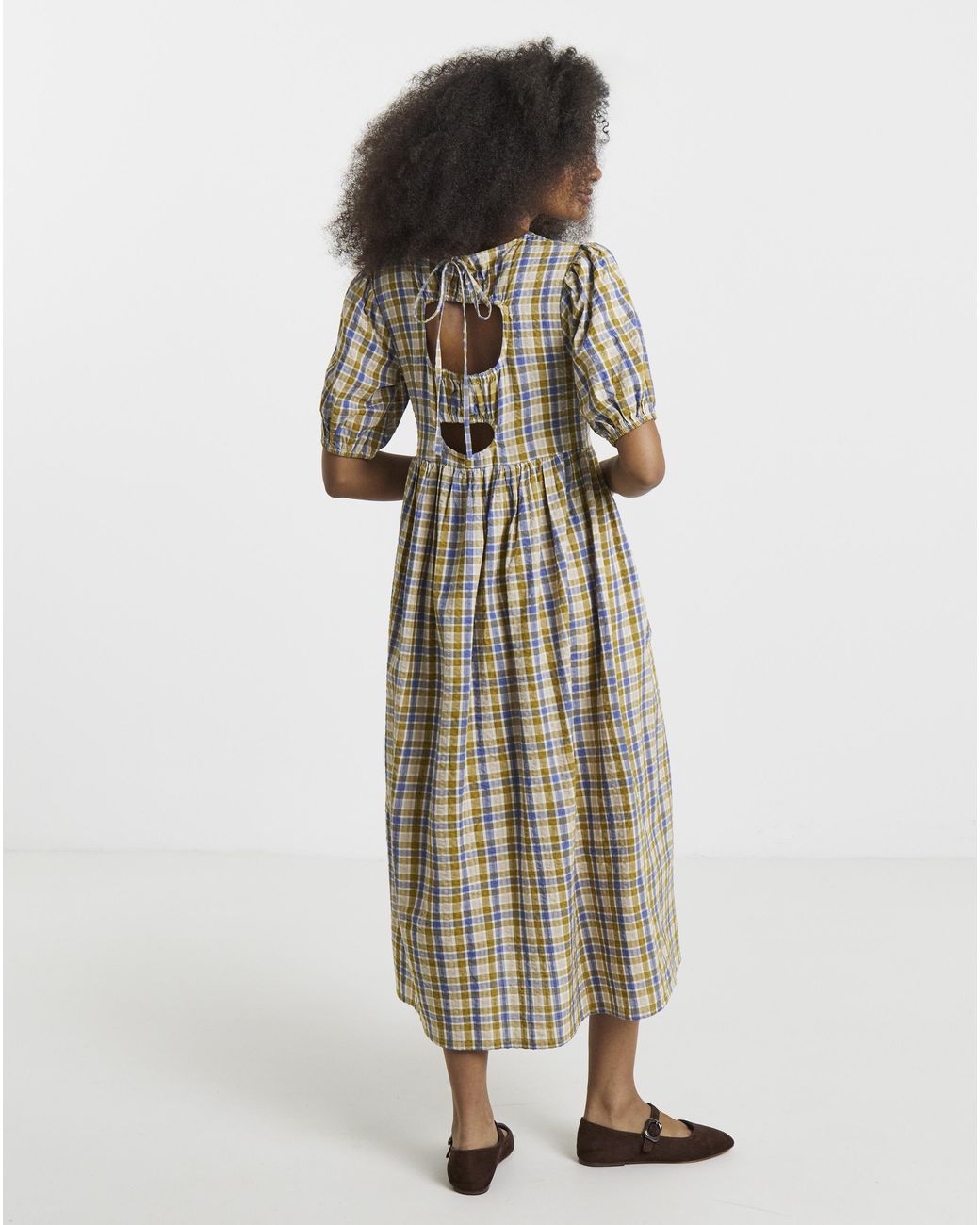 Native Youth Natural Check Midi Dress