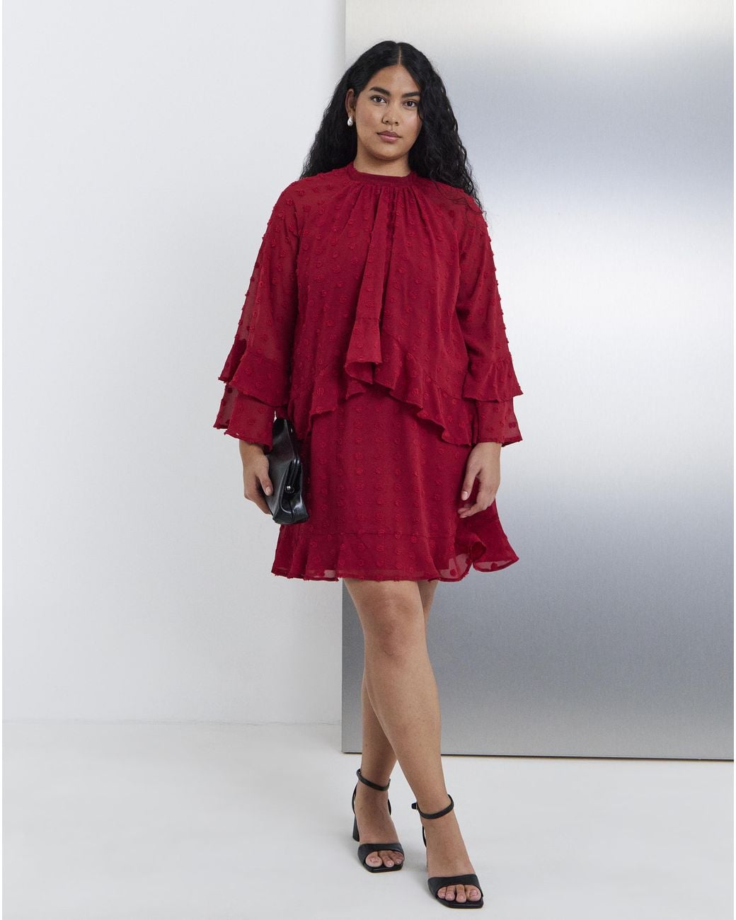 Simply Be Red Frill Skater Dress