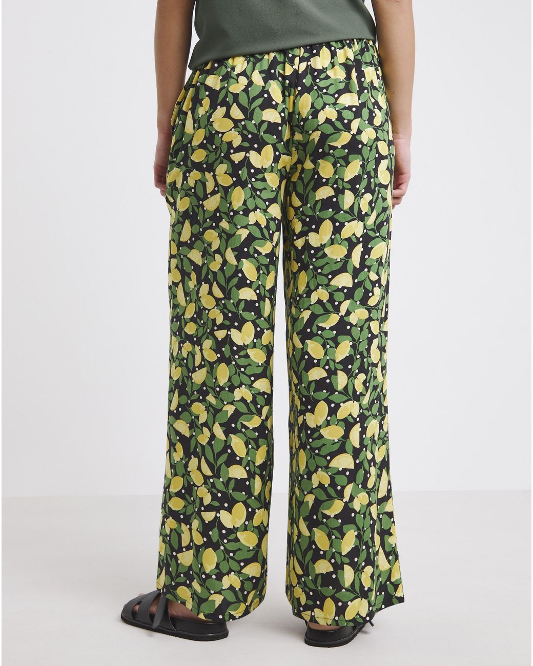 Simply Be Green Wide Leg Spun Viscose Trousers