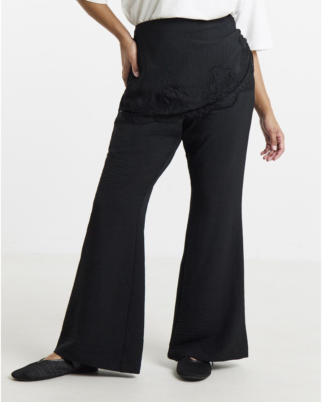 Simply Be White Skirt Overlay Trousers
