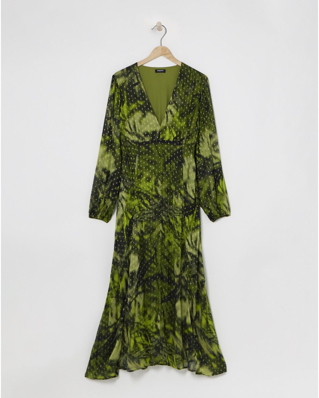Simply Be Green Georgette Foil Button Up Maxi