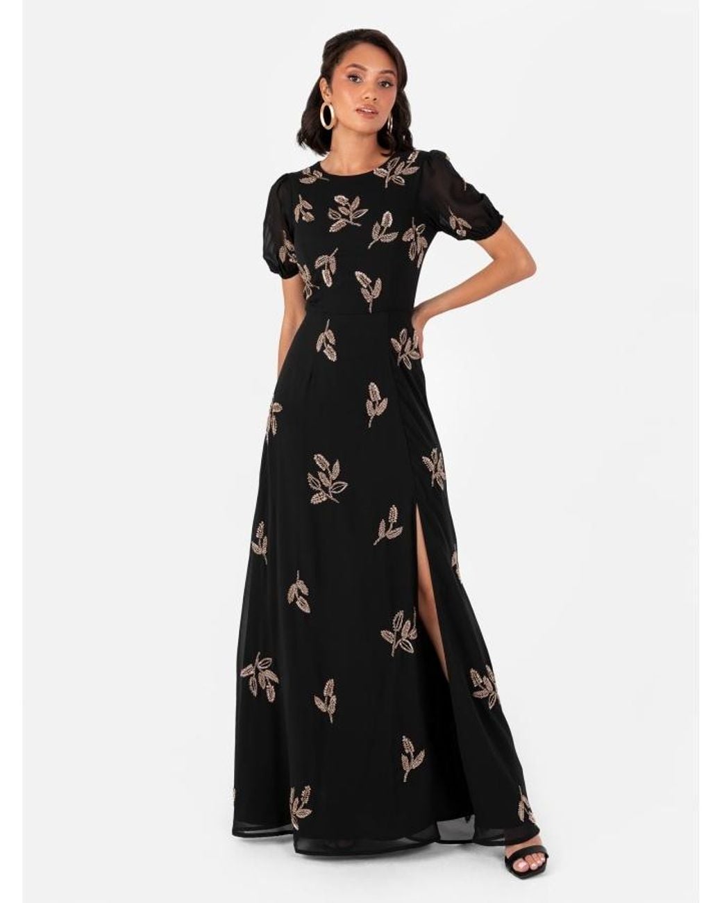 Maya Deluxe Black Embellished Dress