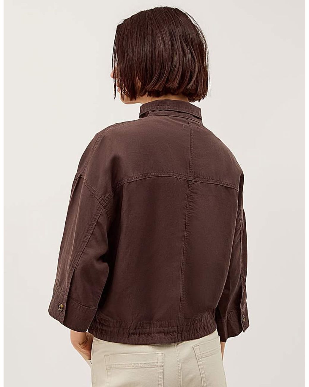 Monsoon Marie Linen Blend Jacket in Brown | Lyst UK