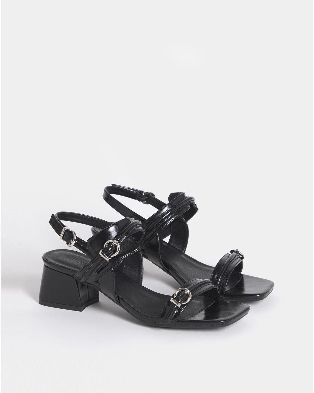 JD Williams Gray Two Strap Buckle Heels Ex Wide