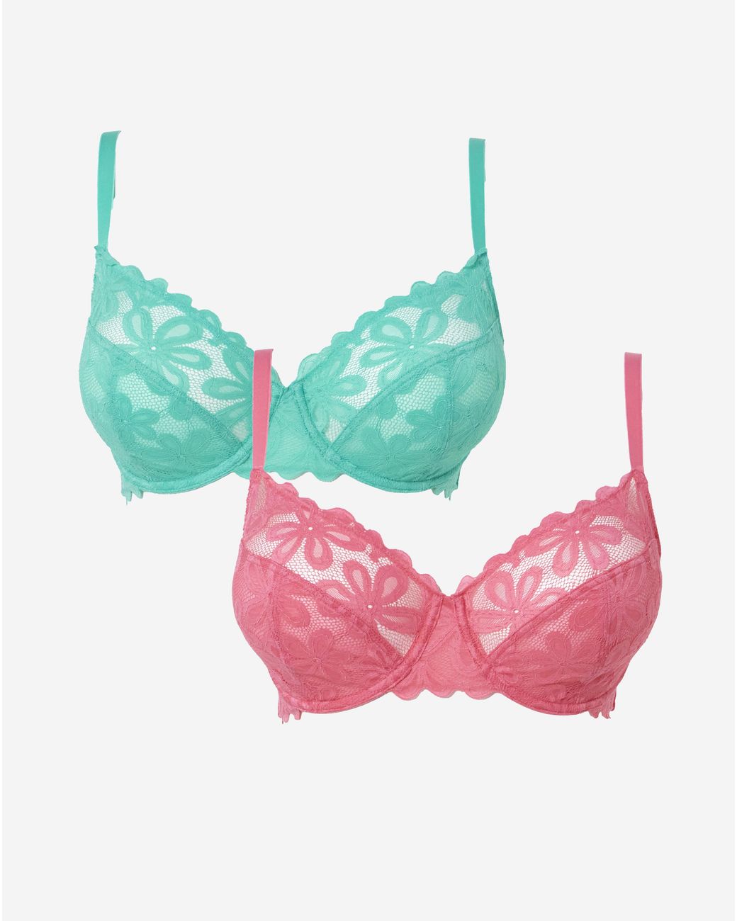 Pretty Secrets Red 2 Pack Daisy Lace Full Cup Bras