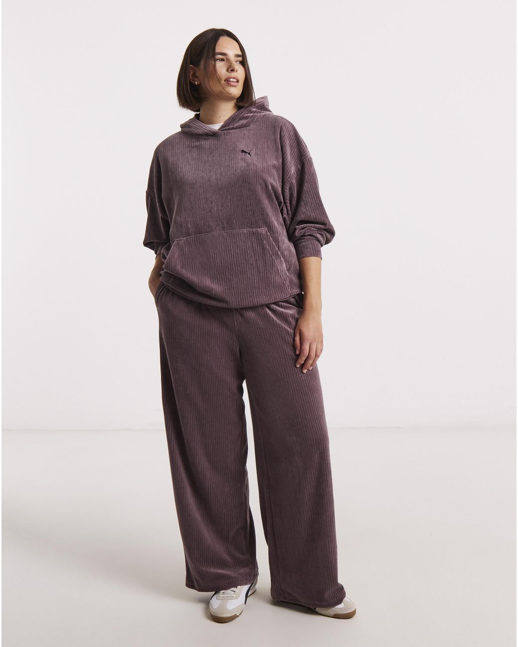 PUMA Purple Essential Comfort Velour Rib Hoodie