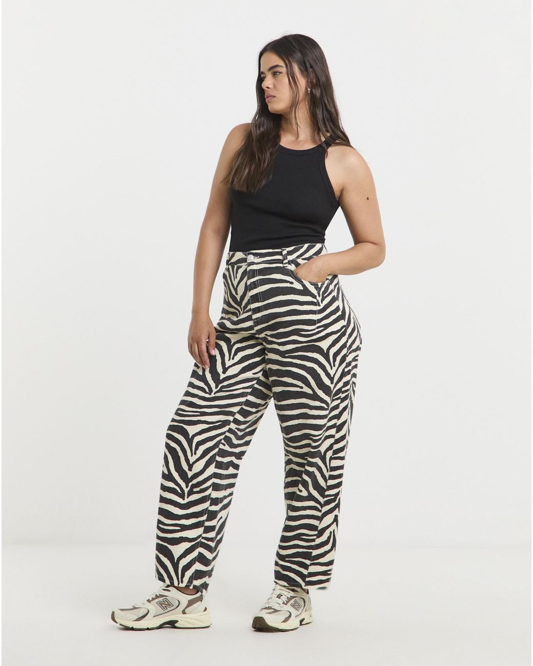 Simply Be Multicolor Sbe Print Denim Barrel Jeans