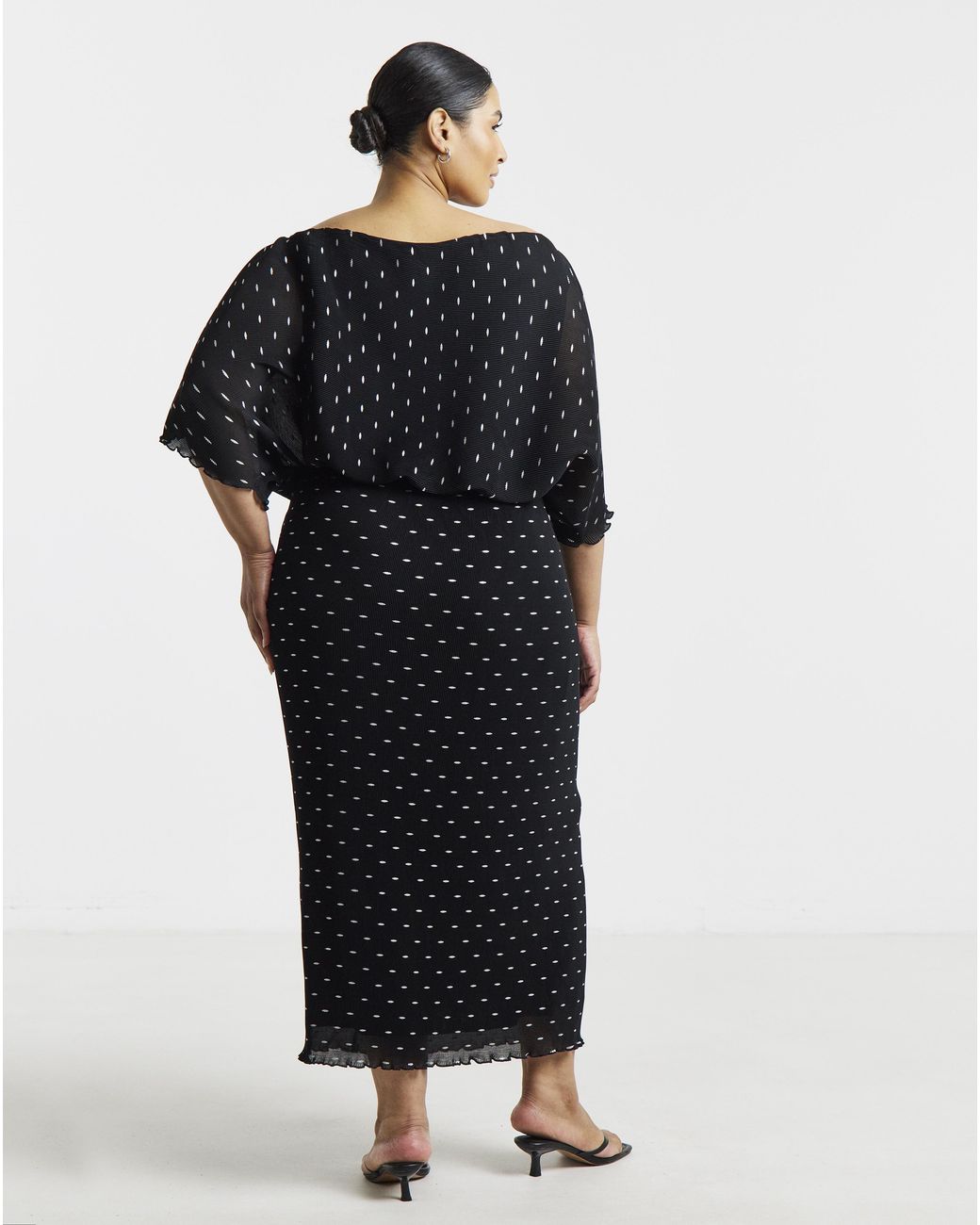 Simply Be Black Plisse Off Shoulder Dress