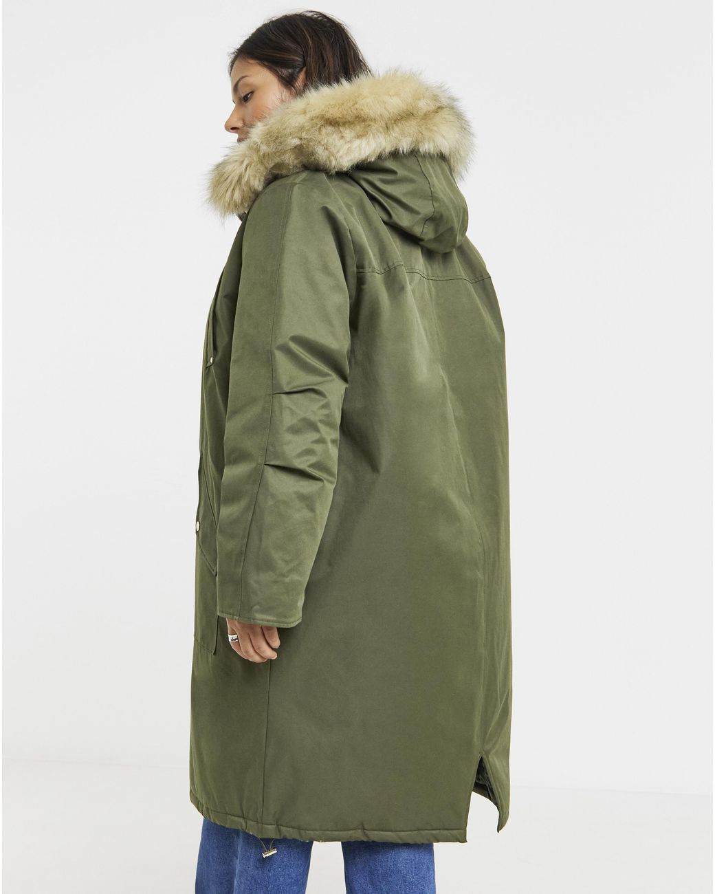 Simply Be Blue Hooded Fur Trimmed Parka