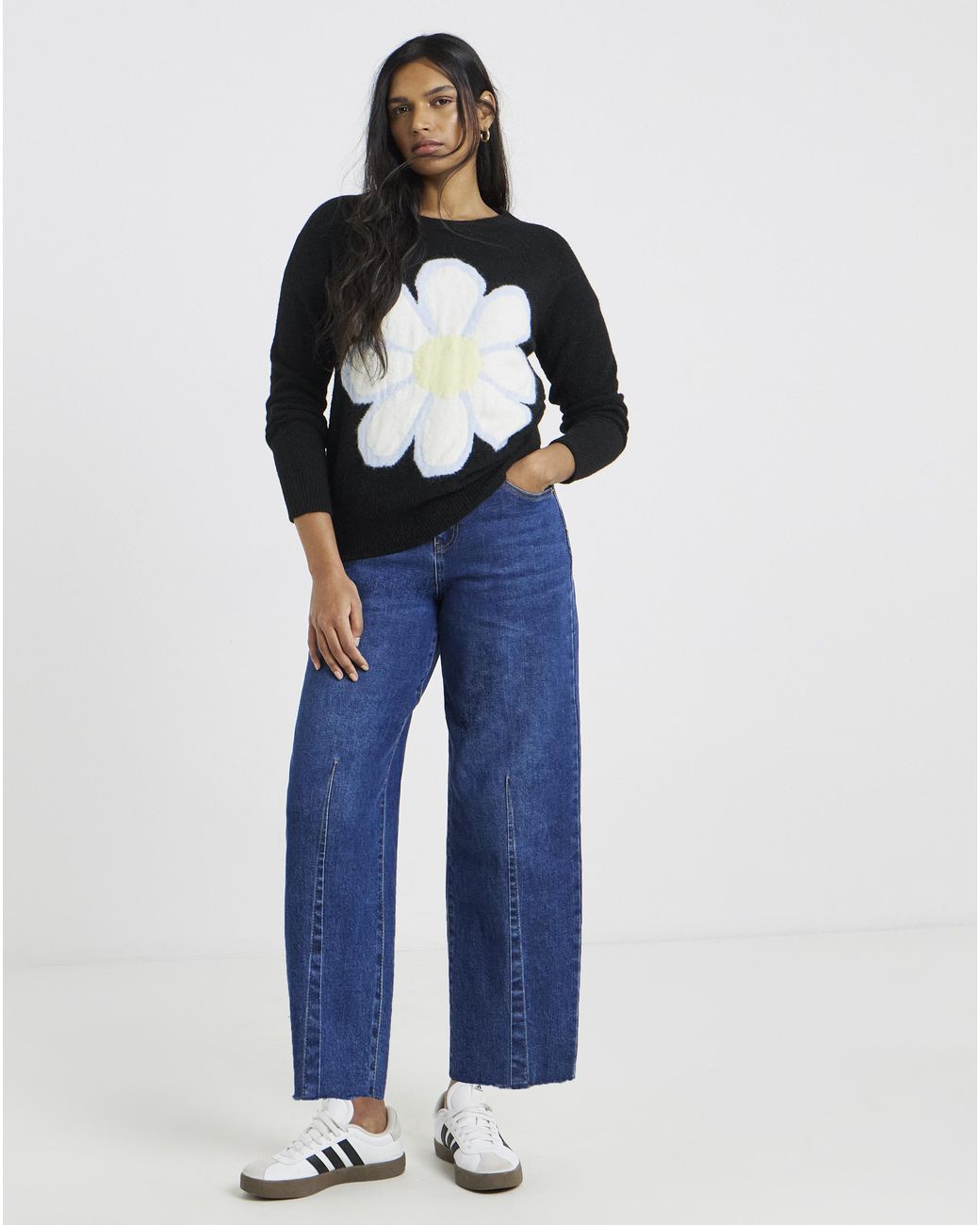 Simply Be Blue Daisy Graphic Jumper