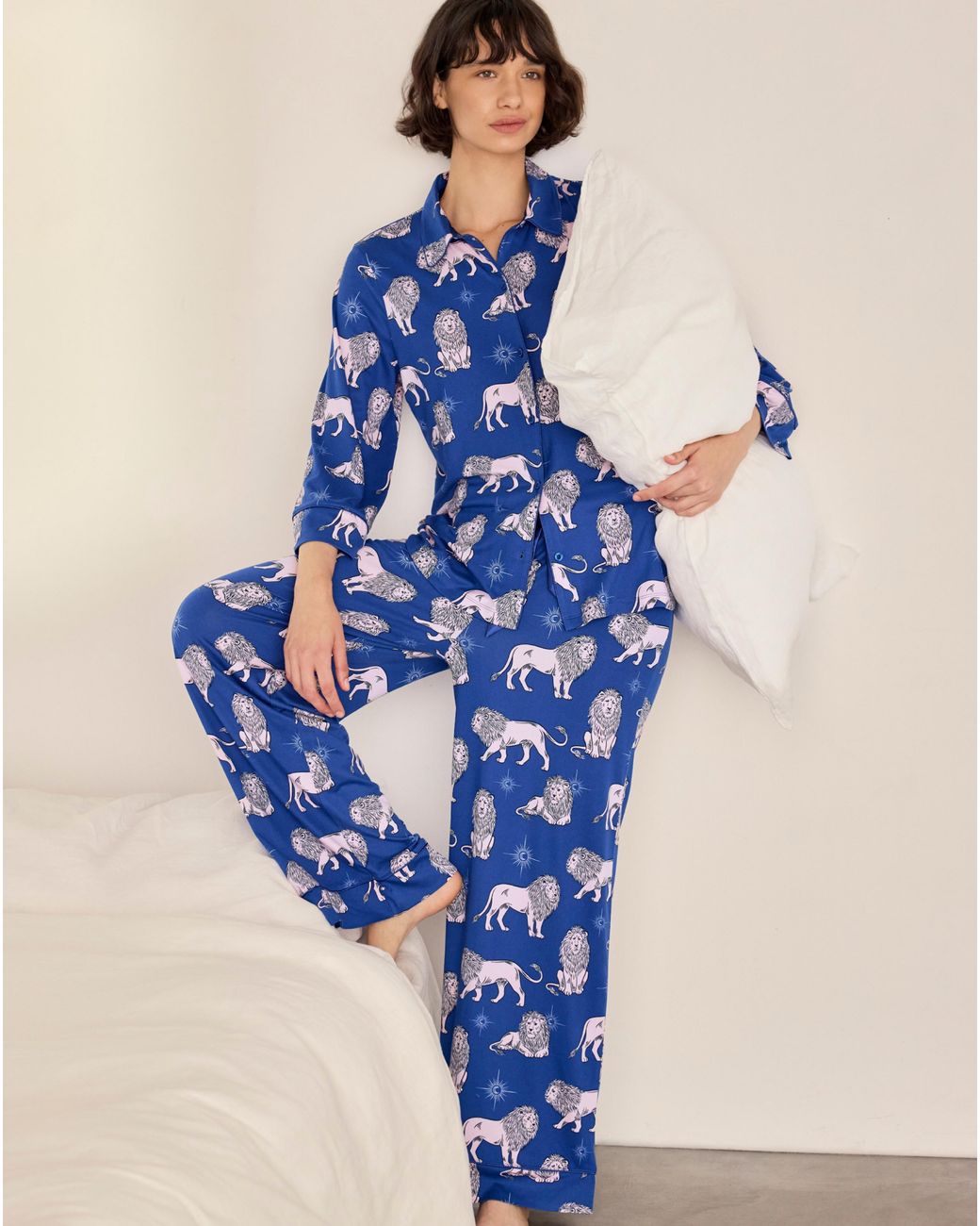 Chelsea Peers Blue Long Button Up Set