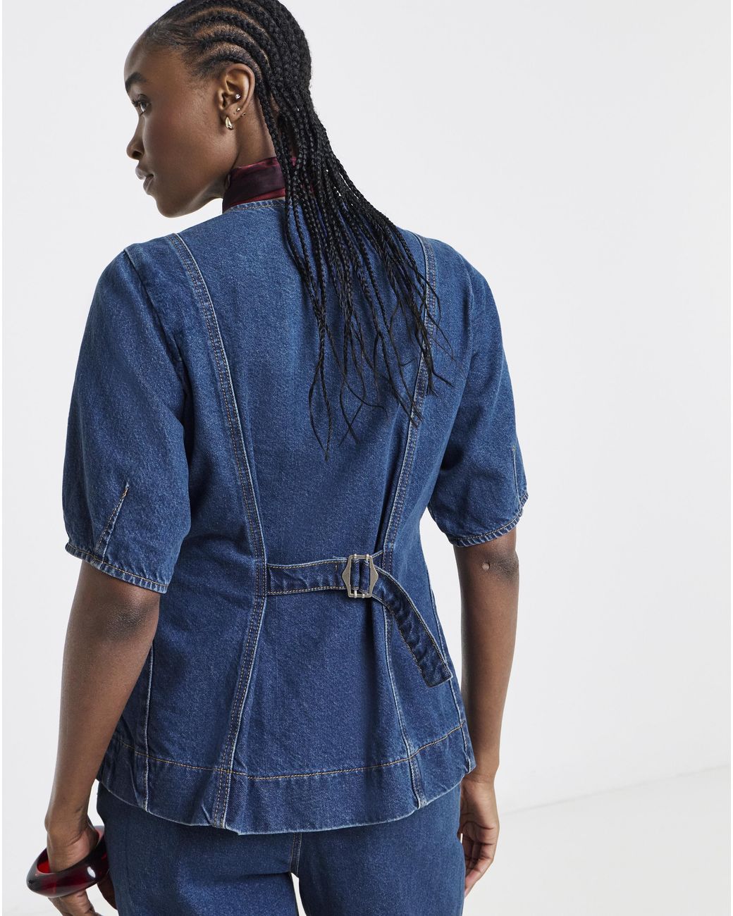 Simply Be Blue Button Through Denim Blouse