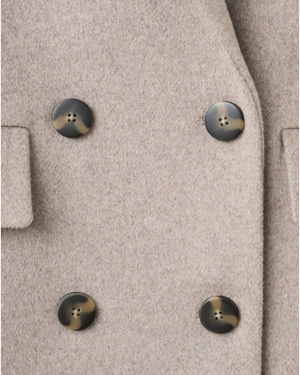 Mango Brown Wool Mix Double Breasted Coat