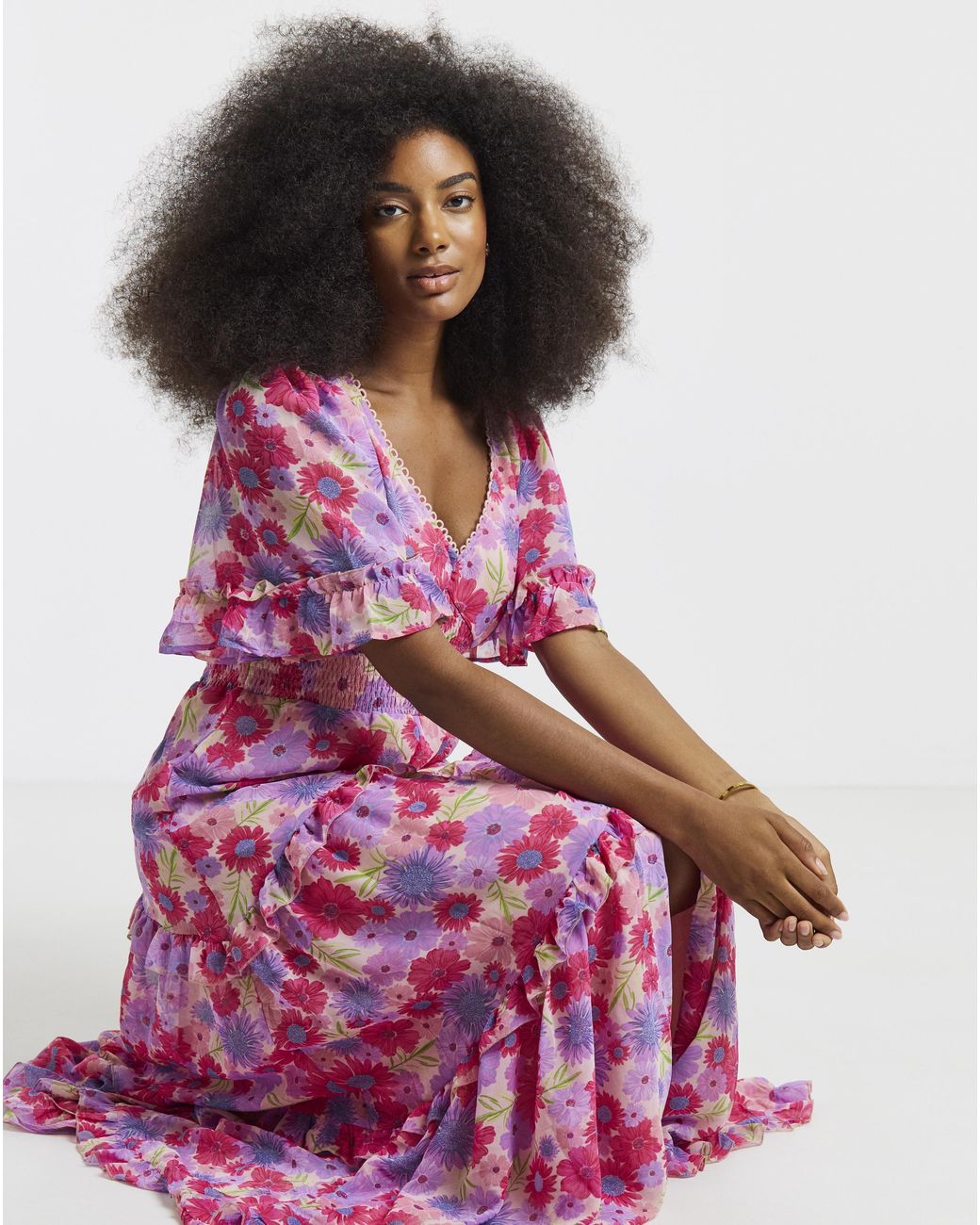 Simply Be Pink Floral Prairie Maxi Dress