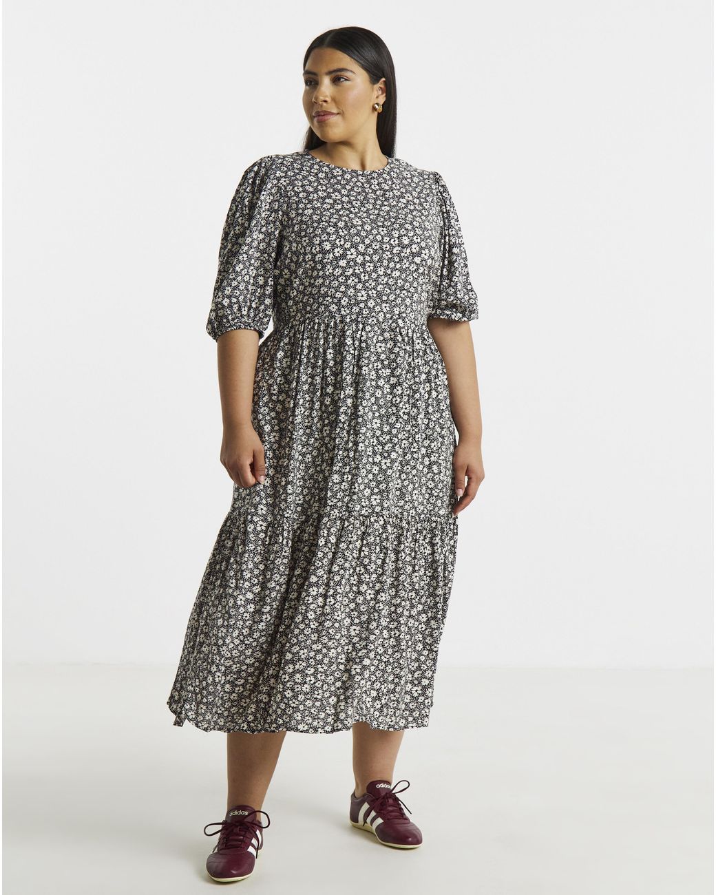Simply Be White Spun Viscose Tiered Midi Dress