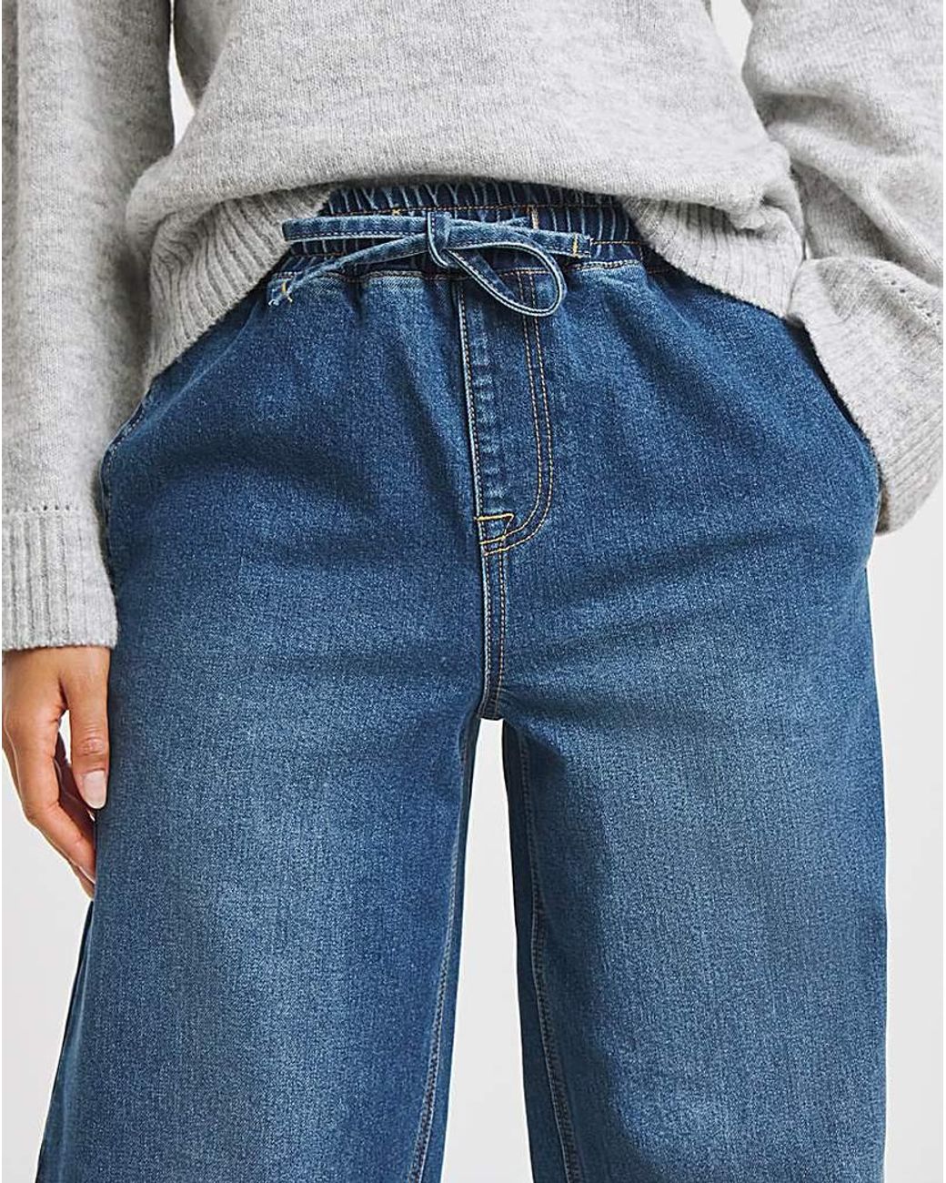 Simply Be Blue Tie Waist Jogger Jeans