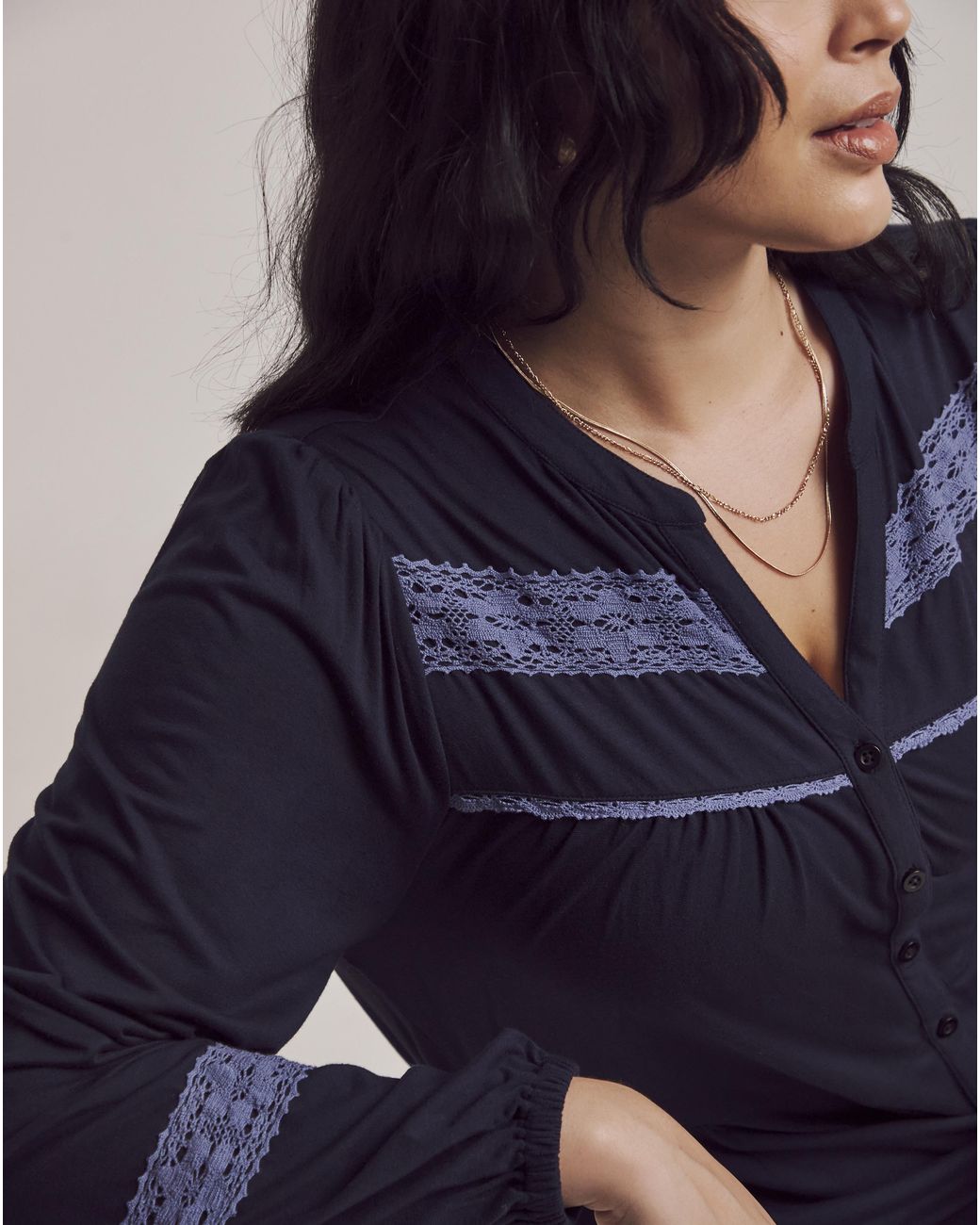 Julipa Blue Lace Trim Jersey Midi Dress