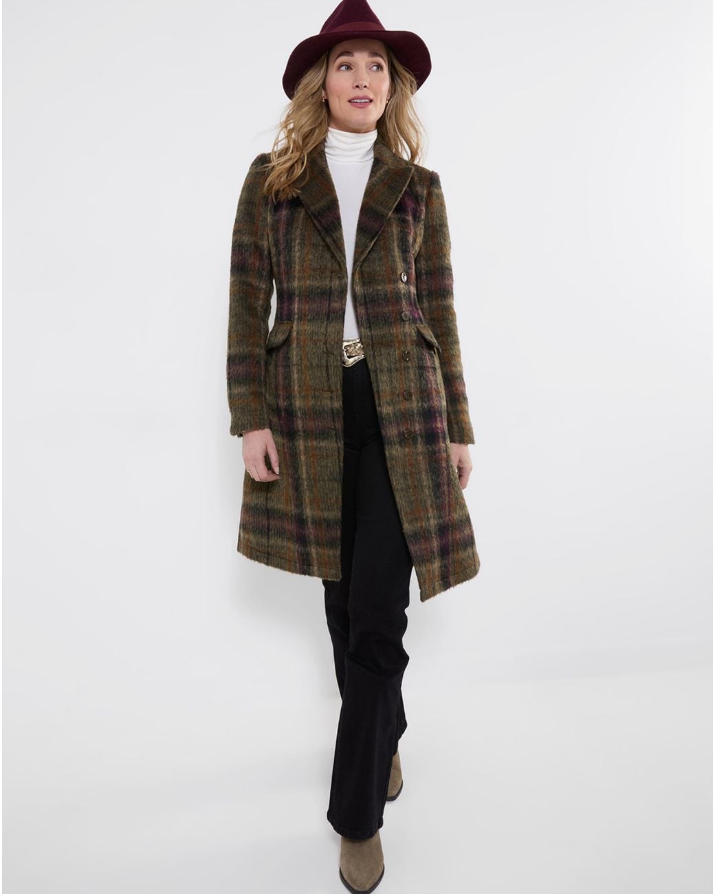 Joe Browns Brown Tessa Asymmetric Check Coat